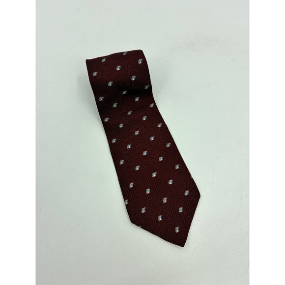 Geoffrey Beene Mens Long Tie Burgundy Dot Pattern Classic Silk Necktie - Picture 1 of 5
